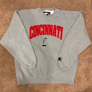 STARTER Gray Crewneck with Red Cincinnati Logo